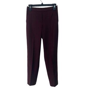 Theory Womens Pants Size 00 Burgundy Sleek Flannel Slim Fit Mid Rise Cropped